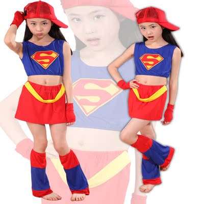 标题优化:万圣节儿童超人演出服啦啦队服女童蝙蝠侠表演服儿童现代舞广场舞