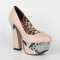 betsey johnson2012新款 超高跟真皮防水台淺口裸色粗跟單鞋撞色