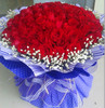 红玫瑰99朵花束 实体上海花店同城全市送花 生日鲜花速递 送2小熊