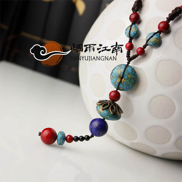 民族风项链毛衣链...