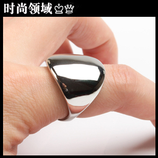  特价秒杀 复古饰品 朋克范 抛光款 钛钢戒指 男士指环 纯银色