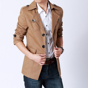 男士<em>风衣2014</em>春装<em>新款风衣外套男装</em>韩版修身