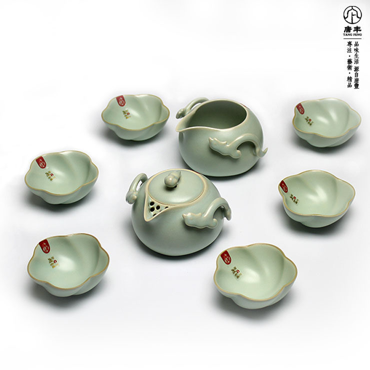 唐丰茶具 汝瓷 功夫茶具 汝窑茶具套装 巧云壶八入 茶具 TF-495