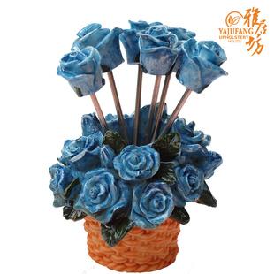 Delicious living, agile workshop creative home products stainless steel fruit fork forks ★ Blue rose flower basket of fruit