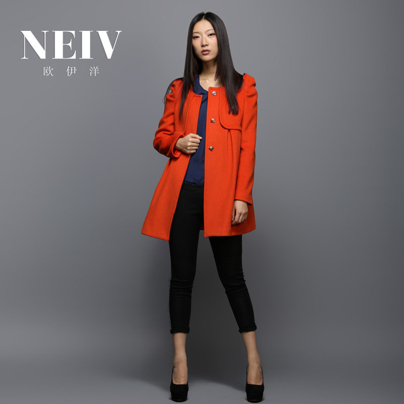 欧伊洋2012秋冬正品新款羊毛呢大衣泡泡袖毛呢外套欧美风WD212039