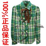 <span class=H>eland</span>依恋专柜正品2012爆款绿色格子长袖衬衫eeyc21251c特价热卖