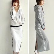 2023春季韩版女加大码运动时尚休闲卫衣，长裙套装两件套女装