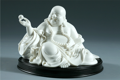 瓷语堂/德化陶瓷雕刻瓷器礼品佛像飞天艺瓷大师作品7寸自在弥勒佛