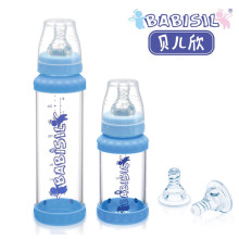 贝儿欣正品 新生儿奶瓶套装标口感温玻璃奶瓶120/240ml 送2奶嘴