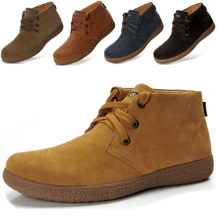  新款时尚潮流英伦短靴男靴牛皮工靴户外靴高帮靴 马丁靴子男棉鞋