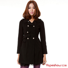 hopeshow红袖专柜正品 新款春装双排扣修身风衣外套 H5571211F