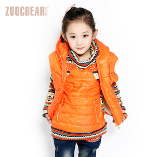  淘金币 童装女童秋冬装 冬装儿童冬款两件套韩版马甲卫衣套装