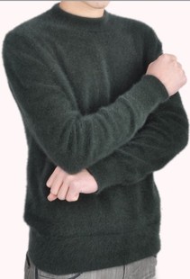 新款 <em>貂绒</em>衫<em>男士</em> 正品<em>貂绒毛衣</em> 圆领墨绿色/厂家