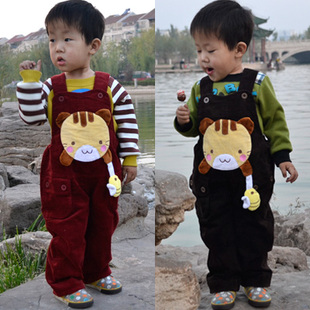  经典宝宝男童裤子装春秋冬款儿童背带裤灯芯绒婴儿背带裤可开档