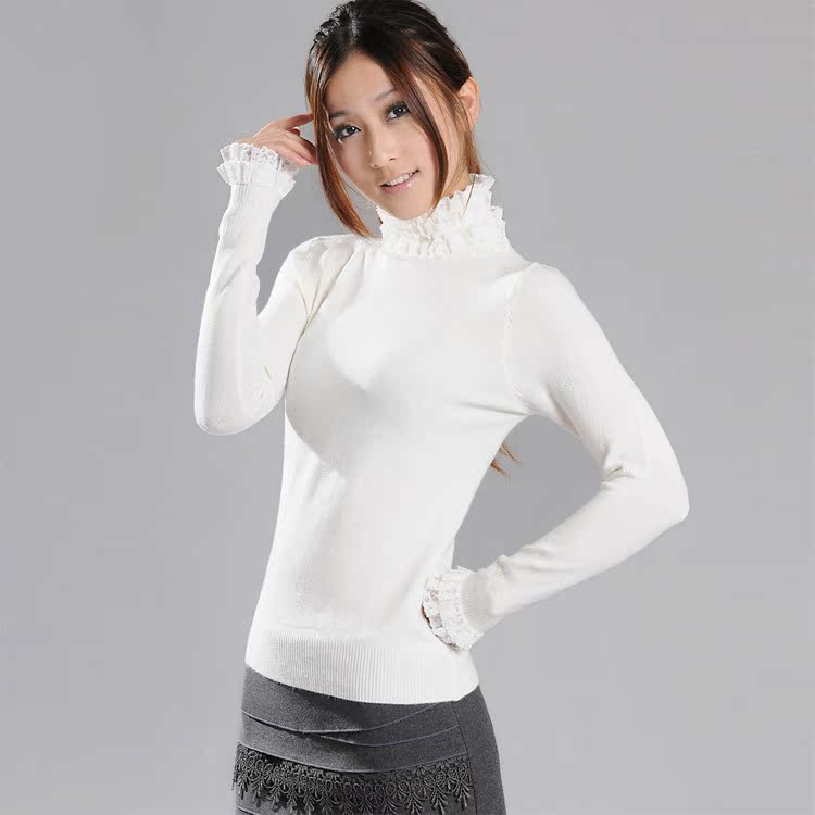 打底衫蕾丝花边甜美...