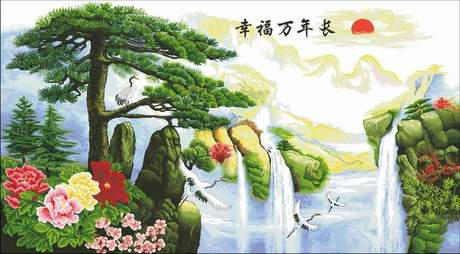 法国DMC十字绣正品 中国风格 幸福万年长 迎客松 源远流长 牡丹-淘宝网