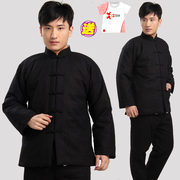 中国风黑色复古男士加厚棉衣中老年唐装中式传统连袖民族风棉袄