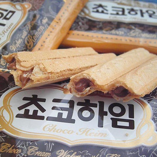  韩国进口食品 crown 可拉奥巧克力榛子卷 饼干 142g
