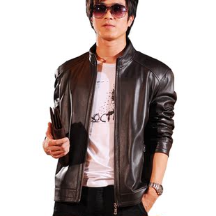  真皮皮衣 男 海宁男士绵羊皮短款立领皮衣男士 真皮夹克男装外套