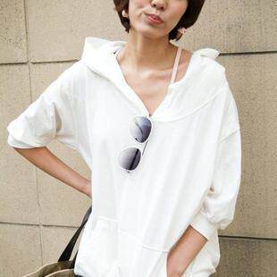 2010韩版秋冬装女装新品 韩国时尚李孝利大码宽松型中袖插袋卫衣