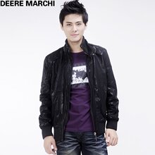 【5151m】DEERE MARCHI 帅气型男挚爱款修身皮衣外套DM6052黑