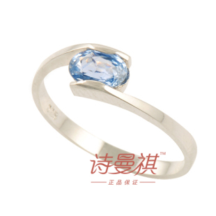  天然蓝宝石戒指 女925纯银 戒指  斯里兰卡蓝宝 圣诞礼物