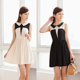 2012春装新款女装夏装夏季新品复古收腰拼接背心裙雪纺连衣裙子