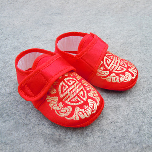  老北京布鞋 虎头鞋 学步鞋宝宝鞋婴儿配唐装的单鞋 宝宝虎头鞋红