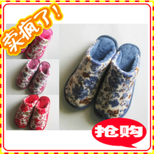 ◥◣人气款限时秒杀◢◤枝展花开纯长<span class=H>毛绒</span>牛筋底棉<span class=H>拖鞋</span>男女<span class=H>情侣</span>款