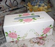 手绘木制日韩田园风格大号纸巾盒200抽纸盒玫瑰 花色冲钻