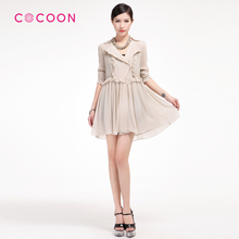 COCOON可可尼2012新品精致木耳边风衣女款201311009原价1488