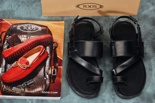  夏季新款男鞋子真皮头层牛皮豆豆鞋套趾平底时尚休闲凉鞋欧美风格