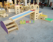 早教婴幼儿感统训练器材 木制体能训练滑梯游乐益智玩具