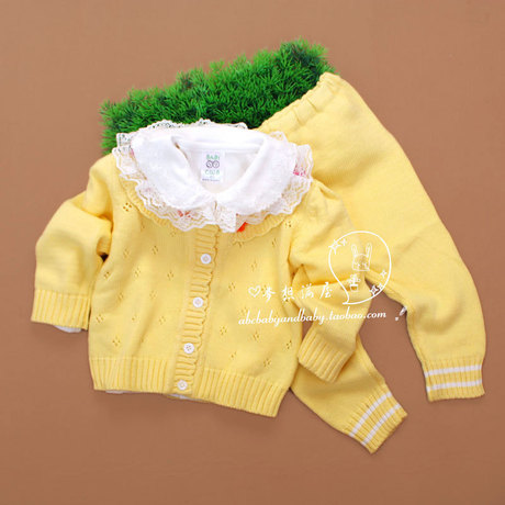 新款春秋装 <em>勾花婴儿</em>开裆线衣裤 <em>小宝宝毛衣</em>套