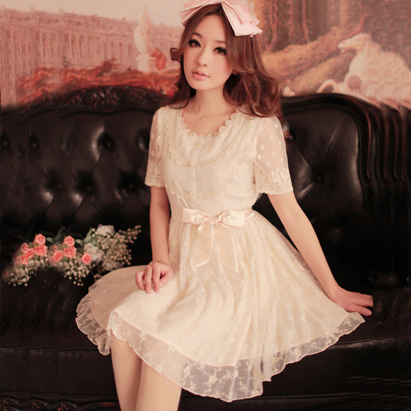连衣裙日系甜美女...