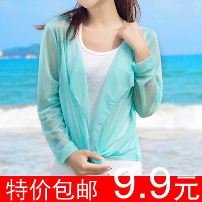 夏季小外套新款韩版亮片纯色防晒衫女开衫长袖