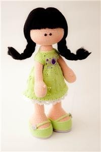 毛线钩针编织玩偶图解 可爱的翘辫子娃娃 女孩