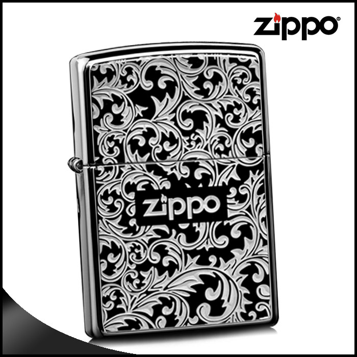 原装芝宝zippo专柜正品打火机 黑冰富贵唐草 双面刻zipoo特价