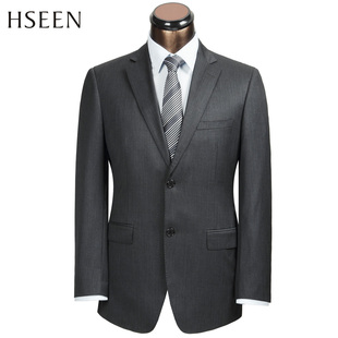  HSEEN 新款男士西服套装 深灰色纯羊毛商务休闲西装 HS842