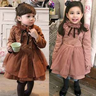  金冠童装 女童 冬装 韩版纱领风衣儿童棉衣棉大衣0120-F91