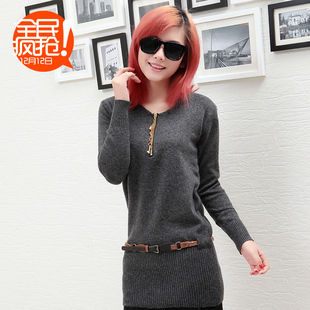 Korean decorative MaxMara ladies fashion metal LOGO tassel zipper sweater with girdle WX258