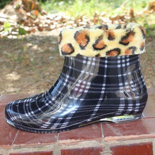  韩版果冻短筒棉雨鞋女雨靴时尚保暖水晶半透明低帮塑胶水鞋套鞋