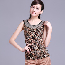 品牌女装2012欧美风新款淑女亮片装饰<span class=H>小</span><span class=H>吊带</span>背心<span class=H>豹纹</span>打底衣衫
