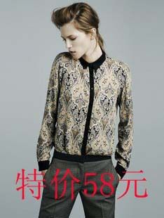冲钻特价<span class=H>za</span><span class=H>ra</span>专柜新款复古印花女式衬衫雪纺花色百搭衬衫长袖衬衫