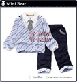 2010春装 潮款 韩国MiniBear超帅学院派绅士领带男童套装