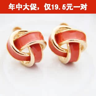  打折中韩国进口饰品复古18K镀金耳环耳夹无耳洞耳钉耳饰女礼物