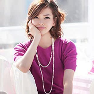  名朵饰品 百搭珠珠装饰长项链毛衣链女 配饰韩版韩国长款水晶欧美