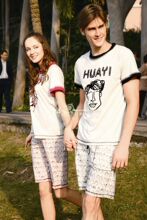 华亿专柜正品夏款新款情侣针织睡衣男66037女66036