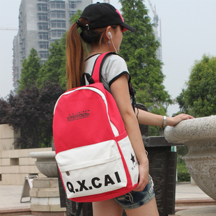  双肩包 女 韩版潮 学院风女包 中学生书包 可爱休闲帆布背包包邮