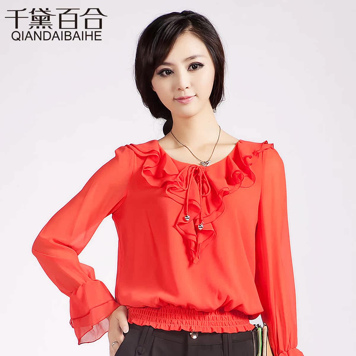 红色<em>雪纺衫</em>|红色<em>雪纺衫</em>搭配|<em>淘宝网女装</em>红色雪